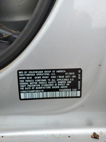 1VWAT7A39FC064118 - 2015 VOLKSWAGEN PASSAT S ვერცხლისფერი ფოტო 12