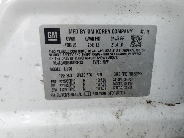 KL4CJASB6JB653883 - 2018 BUICK ENCORE PREFERRED თეთრი ფოტო 13