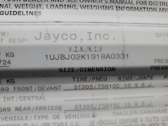 1UJBJ02K1918A0331 - 2009 JAYCO JAY FLIGHT WHITE photo 8