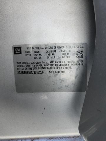 3G1BE6SM4JS610256 - 2018 CHEVROLET CRUZE LT SILVER photo 12