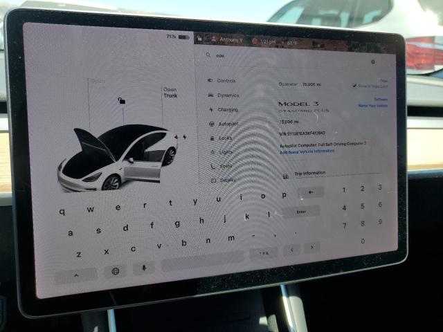 5YJ3E1EA3KF412942 - 2019 TESLA MODEL 3 Beyaz fotoğraf 9