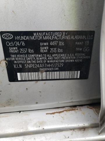 5NPE24AF7HH517529 - 2017 HYUNDAI SONATA SE SILVER photo 12