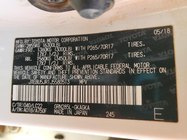 JTEBU5JR1J5580513 - 2018 TOYOTA 4RUNNER SR5/SR5 PREMIUM WHITE photo 14