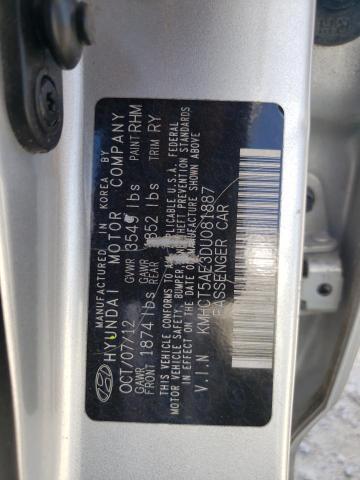 KMHCT5AE3DU081887 - 2013 HYUNDAI ACCENT GLS SILVER photo 12
