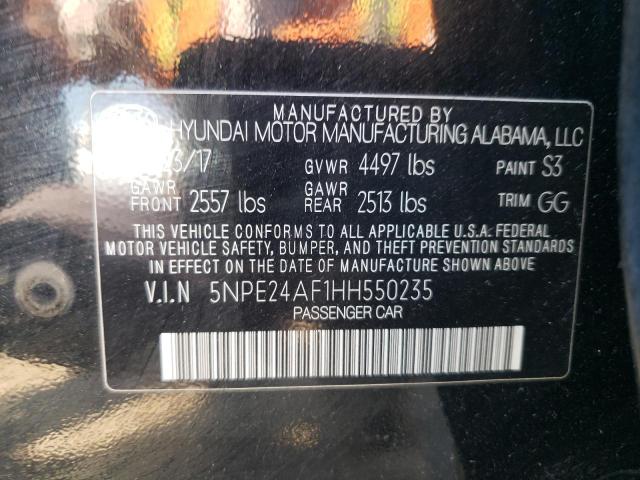 5NPE24AF1HH550235 - 2017 HYUNDAI SONATA SE BLACK photo 13