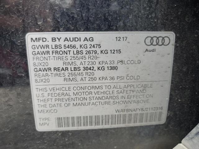 WA1BNAFY8J2112316 - 2018 AUDI Q5 PREMIUM PLUS 蓝色 照片 12