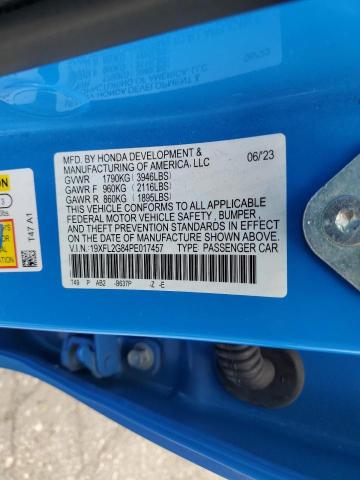 19XFL2G84PE017457 - 2023 HONDA CIVIC SPORT BLUE photo 12