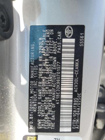 4T1BE32K96U701577 - 2006 TOYOTA CAMRY LE SILVER photo 12
