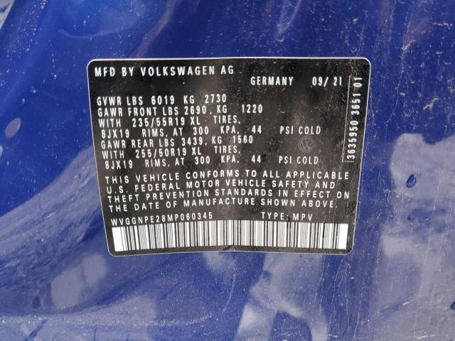 WVGGNPE28MP060345 - 2021 VOLKSWAGEN ID.4 PRO S BLUE photo 13