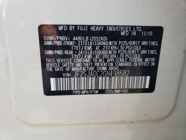 JF2SJAGC2GH498582 - 2016 SUBARU FORESTER 2.5I PREMIUM თეთრი ფოტო 13