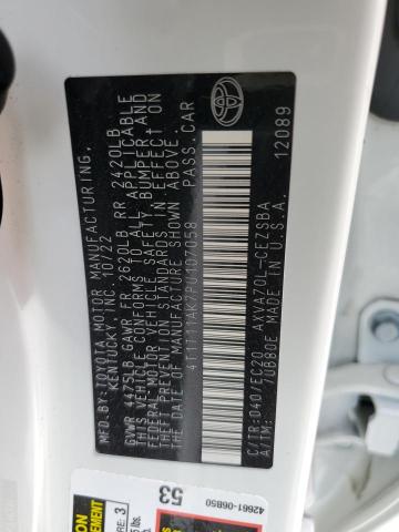 4T1T11AK7PU107058 - 2023 TOYOTA CAMRY SE NIGHT SHADE WHITE photo 12