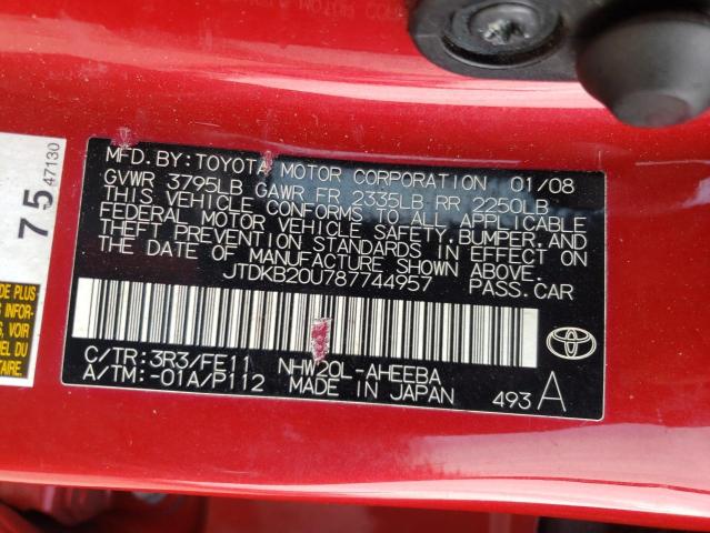JTDKB20U787744957 - 2008 TOYOTA PRIUS 红色 照片 12