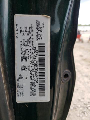 4TAVL52N7XZ457537 - 1999 TOYOTA TACOMA XTRACAB GREEN photo 12