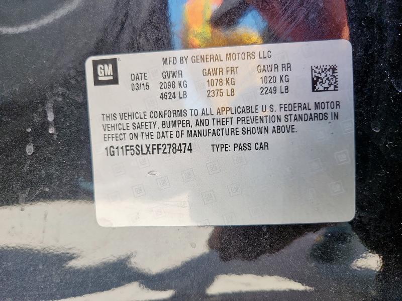1G11F5SLXFF278474 - 2015 CHEVROLET MALIBU LTZ შავი ფოტო 12