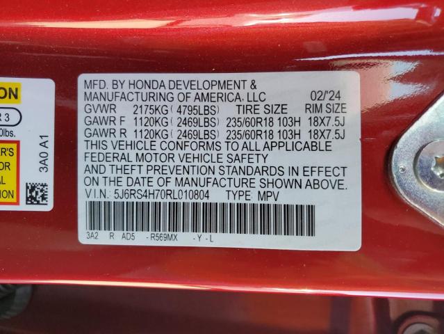 5J6RS4H70RL010804 - 2024 HONDA CR-V EXL RED photo 13