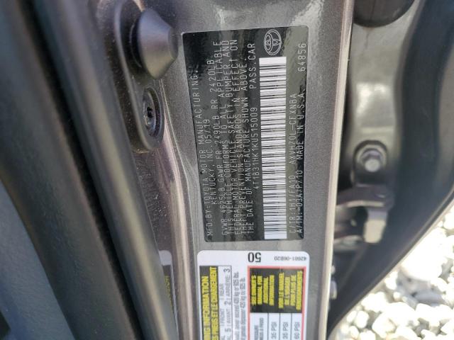 4T1B31HK1KU515009 - 2019 TOYOTA CAMRY LE 灰色 照片 12