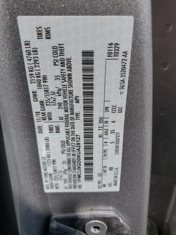 1FMCU9GD0KUA28127 - 2019 FORD ESCAPE SE ვერცხლისფერი ფოტო 14