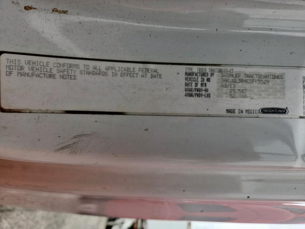 3AKJGLDR4ESFK5529 - 2014 FREIGHTLINER CASCADIA 1 白色 照片 10