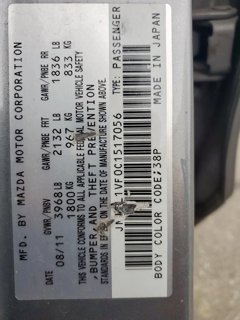 JM1BL1VF0C1517056 - 2012 MAZDA 3 I GRAY photo 12