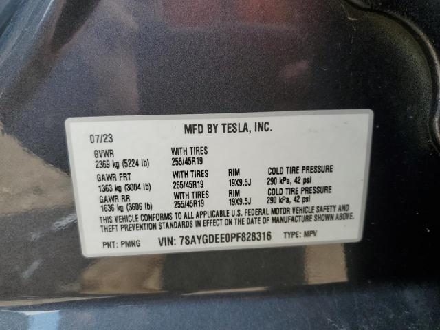 7SAYGDEE0PF828316 - 2023 TESLA MODEL Y Boz foto 12