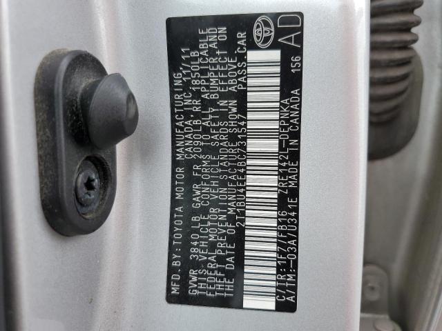 2T1BU4EE4BC731547 - 2011 TOYOTA CORROLLA BASE SILVER photo 12