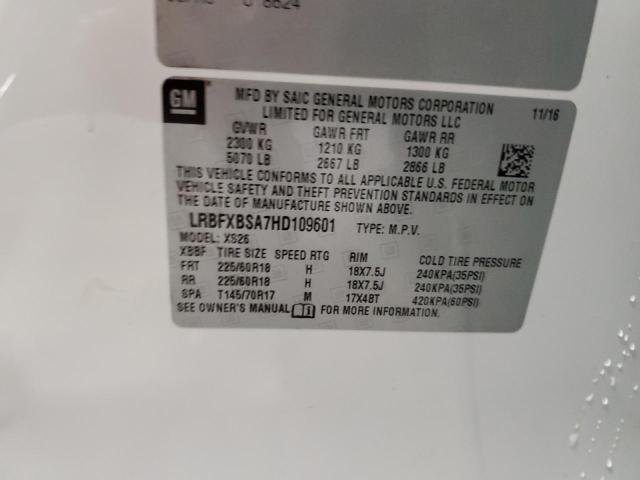 LRBFXBSA7HD109601 - 2017 BUICK ENVISION ESSENCE WHITE photo 13