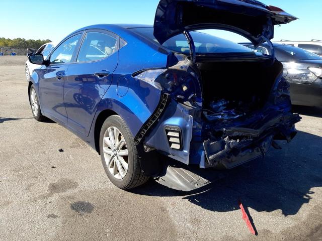 5NPDH4AE8GH654351 - 2016 HYUNDAI ELANTRA SE BLUE photo 3