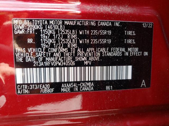 2T3A1RFV0PW340506 - 2023 TOYOTA RAV4 XLE PREMIUM RED photo 12