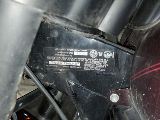 1HD1FCW125Y632431 - 2005 HARLEY-DAVIDSON FLHTCUI ბურგუნდია ფოტო 10