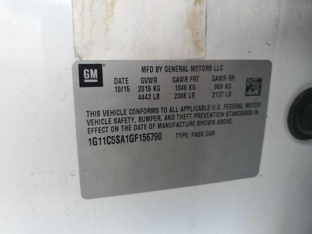 1G11C5SA1GF156790 - 2016 CHEVROLET MALIBU LIM LT 白色 照片 12
