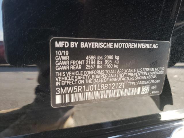 3MW5R1J01L8B12121 - 2020 BMW 330I BLACK photo 12