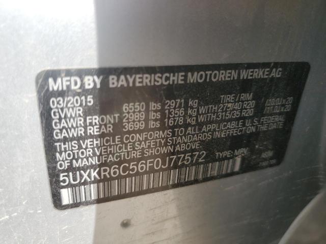 5UXKR6C56F0J77572 - 2015 BMW X5 XDRIVE50I SILVER photo 13