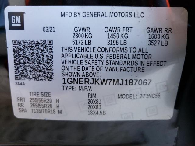 1GNERJKW7MJ187067 - 2021 CHEVROLET TRAVERSE RS BLACK photo 14