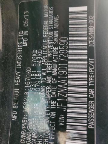 JF1ZNAA19D1728590 - 2013 TOYOTA SCION FR-S შავი ფოტო 12