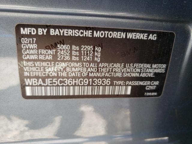 WBAJE5C36HG913936 - 2017 BMW 540 I BLUE photo 12