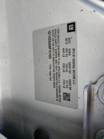 1G11C5SA0DF161992 - 2013 CHEVROLET MALIBU 1LT 银色 照片 12