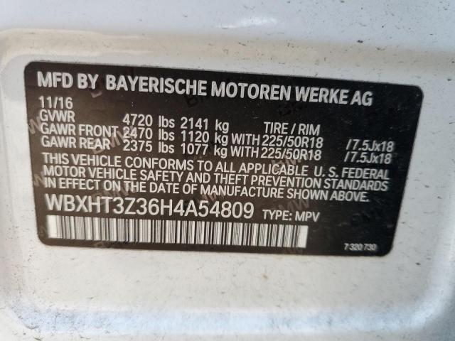 WBXHT3Z36H4A54809 - 2017 BMW X1 XDRIVE28I WHITE photo 10