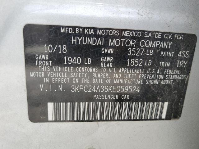 3KPC24A36KE059524 - 2019 HYUNDAI ACCENT SE SILVER photo 13