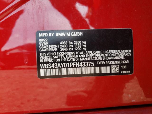 WBS43AY01PFN43375 - 2023 BMW M3 COMPETITION RED photo 12