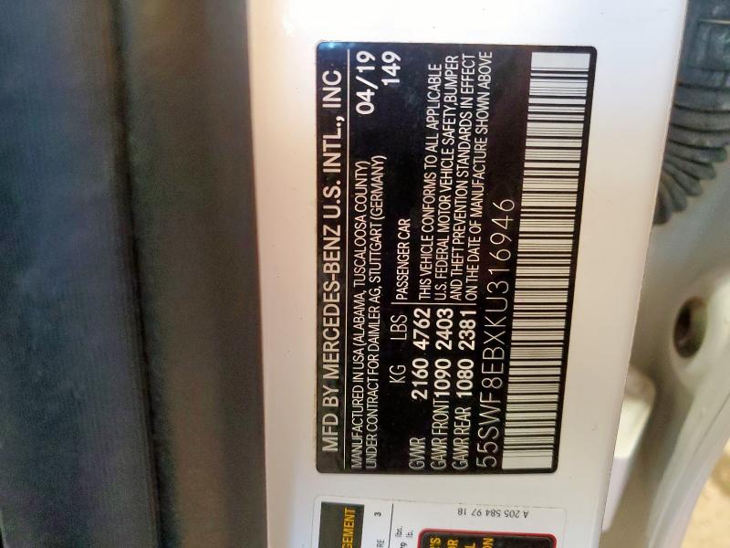 55SWF8EBXKU316946 - 2019 MERCEDES-BENZ C 300 4MATIC WHITE photo 12