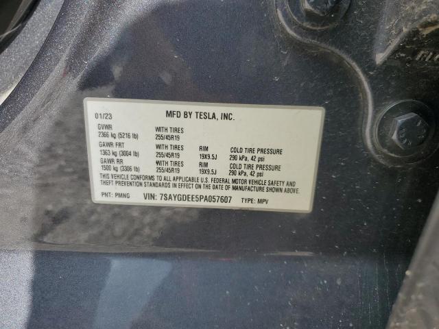 7SAYGDEE5PA057607 - 2023 TESLA MODEL Y Մոխրագույն լուսանկար 12