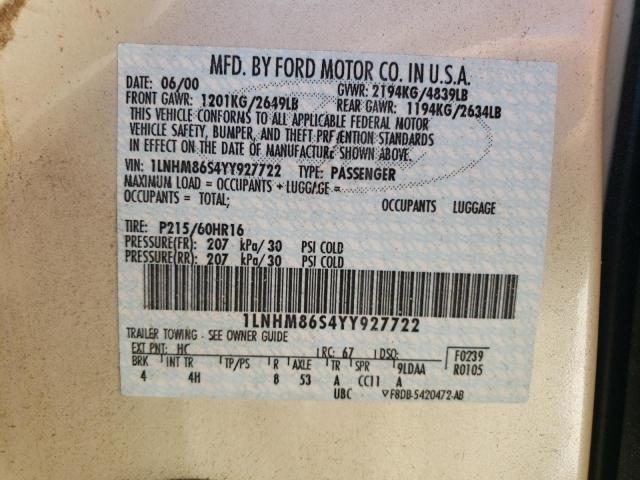 1LNHM86S4YY927722 - 2000 LINCOLN LS Qızıl foto 12