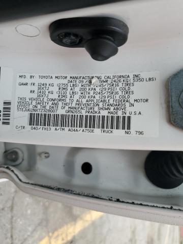 5TEJU62NX7Z328007 - 2007 TOYOTA TACOMA DOUBLE CAB PRERUNNER WHITE photo 12