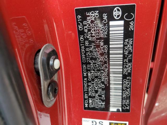 JTDEPRAE2LJ041468 - 2020 TOYOTA COROLLA LE RED photo 12