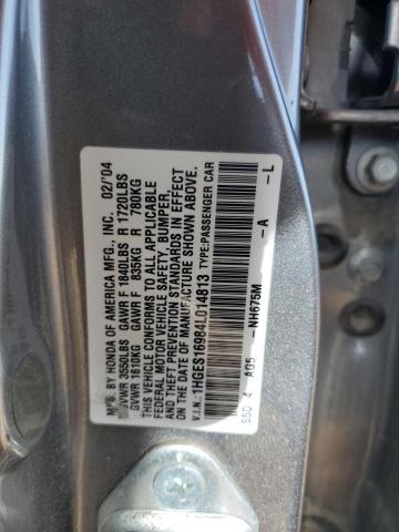 1HGES16984L014813 - 2004 HONDA CIVIC LX Boz foto 12