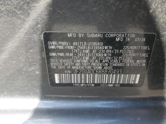 JF2GUADC6R8870493 - 2024 SUBARU CROSSTREK PREMIUM ნაცრისფერი ფოტო 13