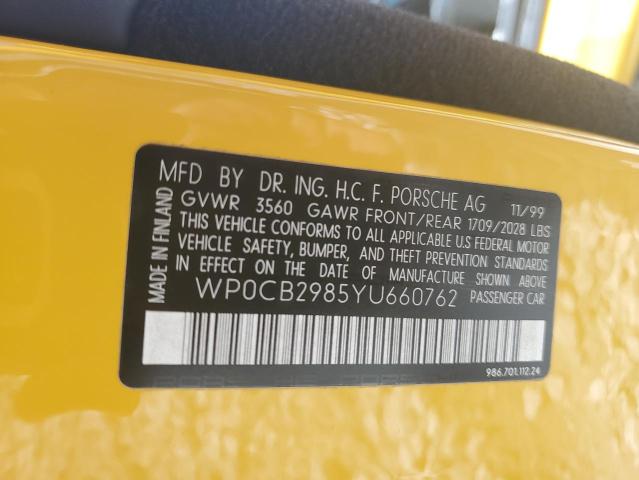 WP0CB2985YU660762 - 2000 PORSCHE BOXSTER S YELLOW photo 12