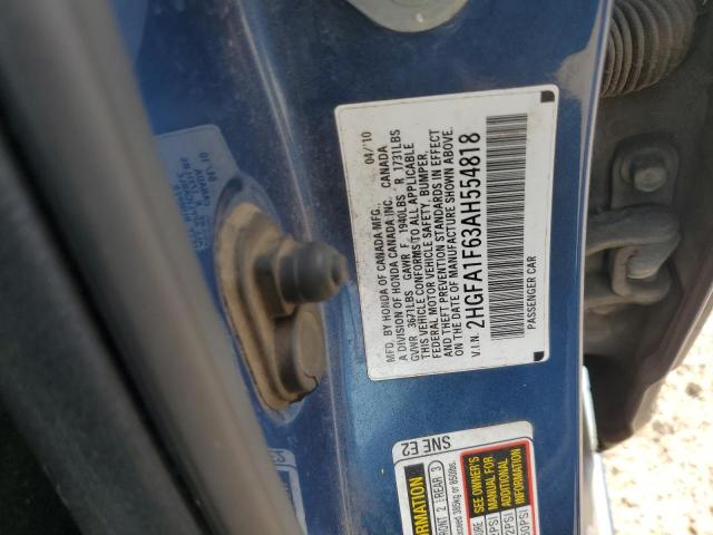 2HGFA1F63AH554818 - 2010 HONDA CIVIC LX-S 蓝色 照片 13