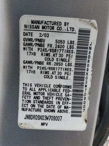 JN8DR09X03W709007 - 2003 NISSAN PATHFINDER LE 银色 照片 13