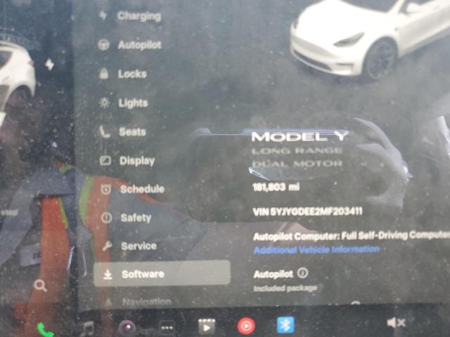 5YJYGDEE2MF203411 - 2021 TESLA MODEL Y Biały zdjęcie 9